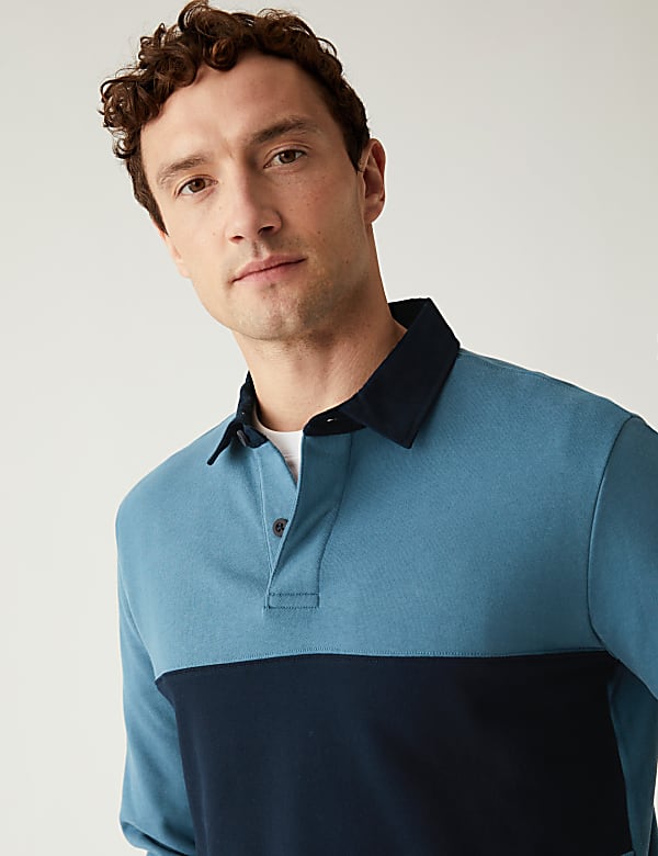 Pure Cotton Colour Block Rugby Sweatshirt