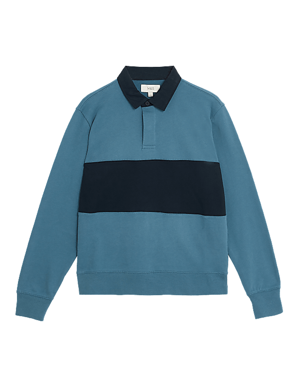 Pure Cotton Colour Block Rugby Sweatshirt