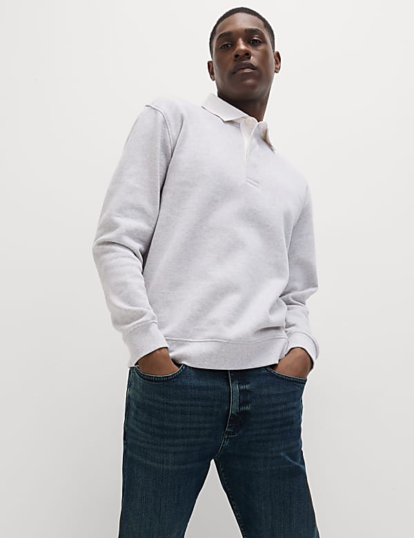 Pure Cotton Rugby Shirt | GREY MARL | Rugby Tops | M&S PT