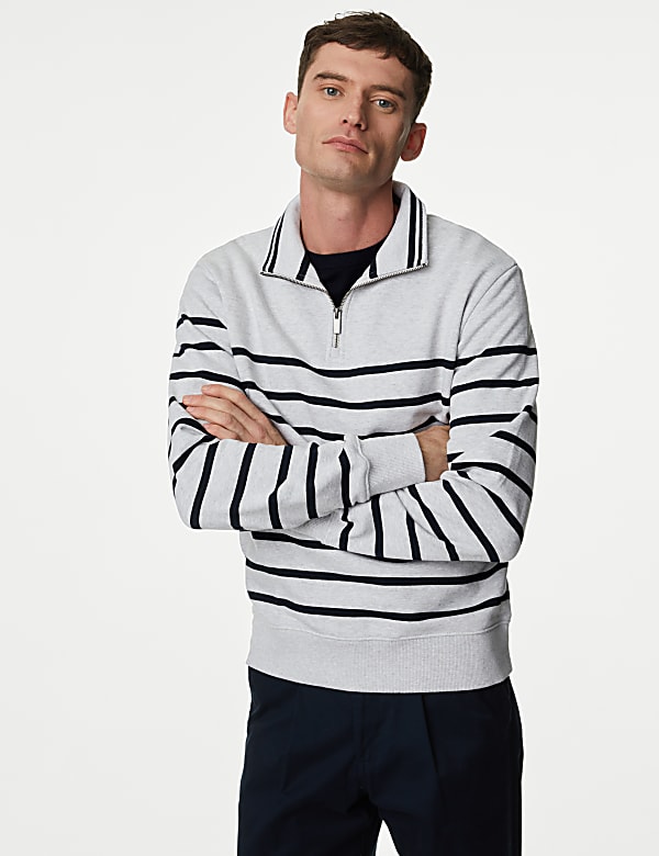 Pure Cotton Striped Sweatshirt - US