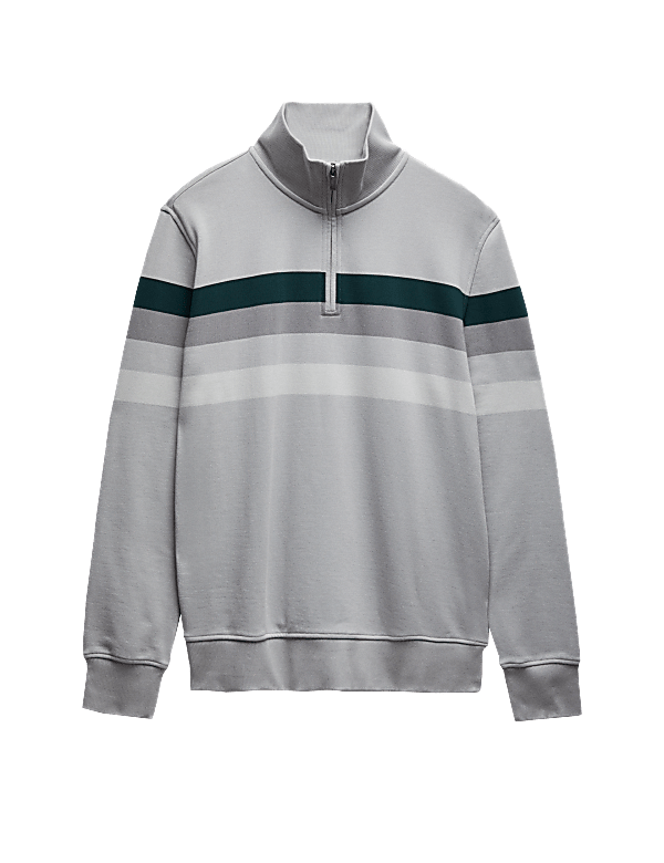 Buy Pure Cotton Half Zip Sweatshirt at Marks & Spencer