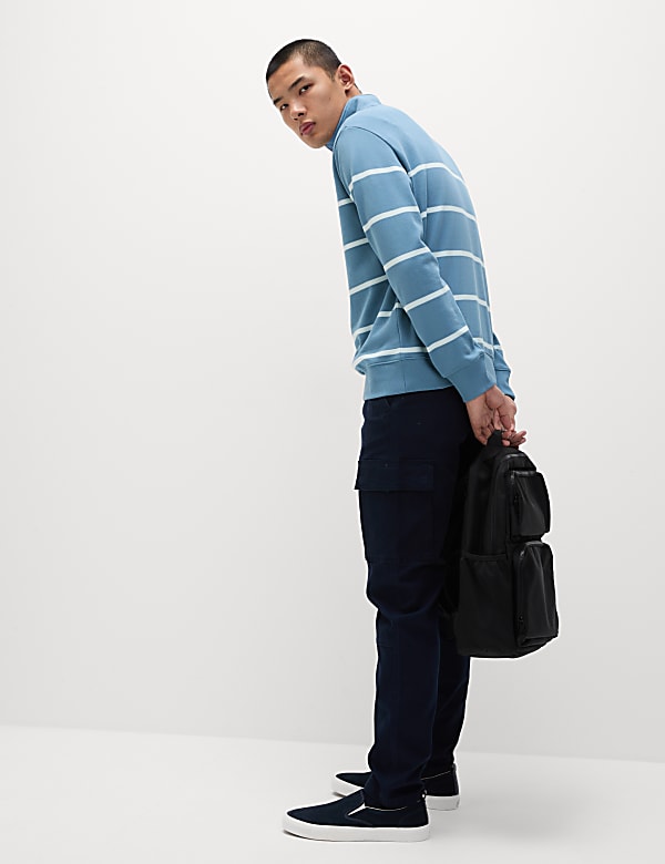 Pure Cotton Striped Half Zip Sweatshirt