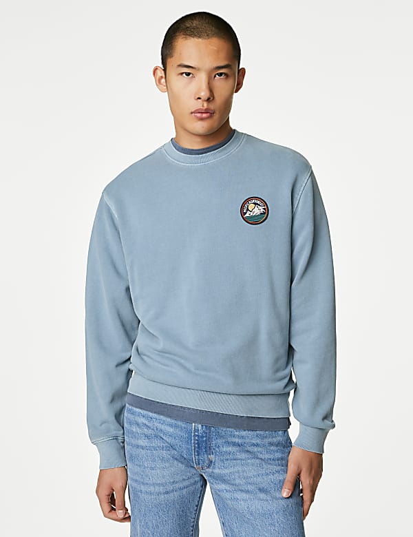 Sweatshirt aus reiner Baumwolle mit Grafik - AT