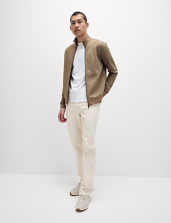 Pure Cotton Zip Up Funnel Neck Sweatshirt