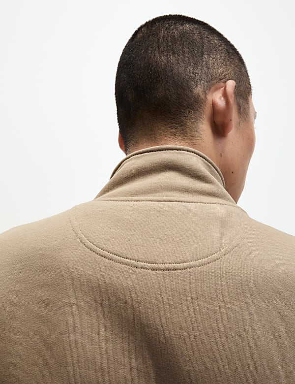 Pure Cotton Zip Up Funnel Neck Sweatshirt