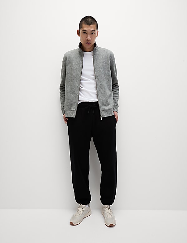 Pure Cotton Zip Up Funnel Neck Sweatshirt