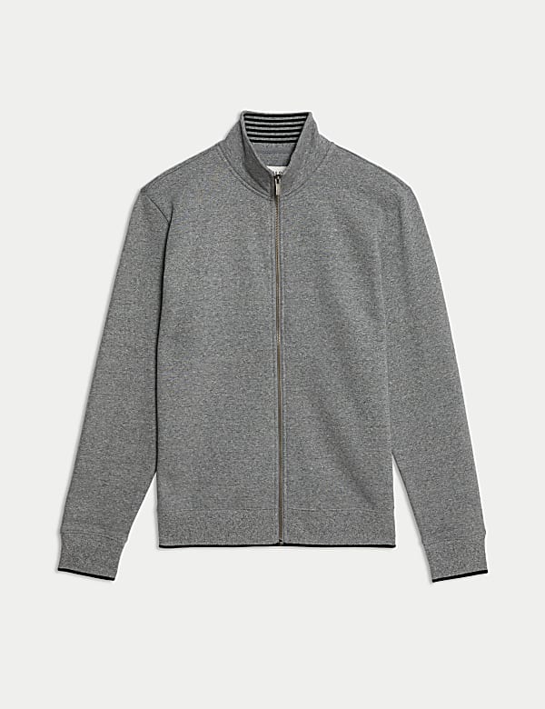 Pure Cotton Zip Up Funnel Neck Sweatshirt - SE