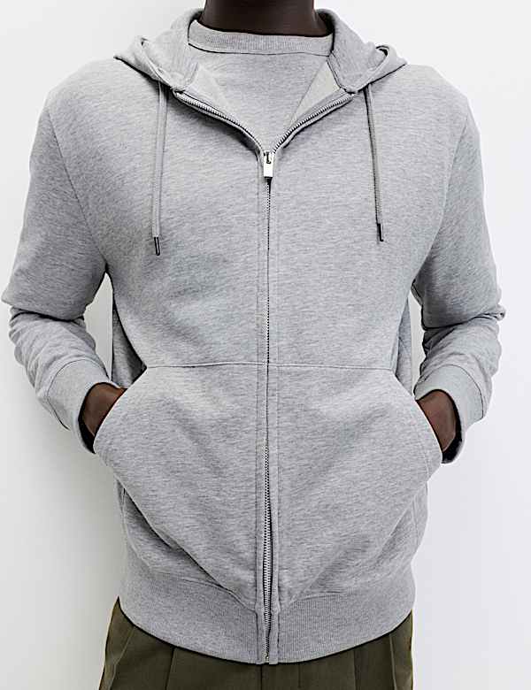 Cotton Rich Zip Through Hoodie