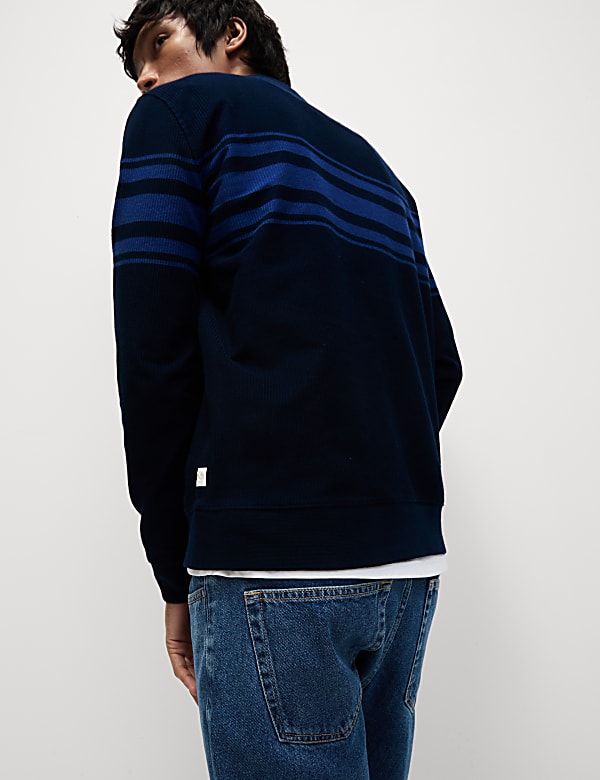 Cotton Rich Waffle Striped Sweatshirt