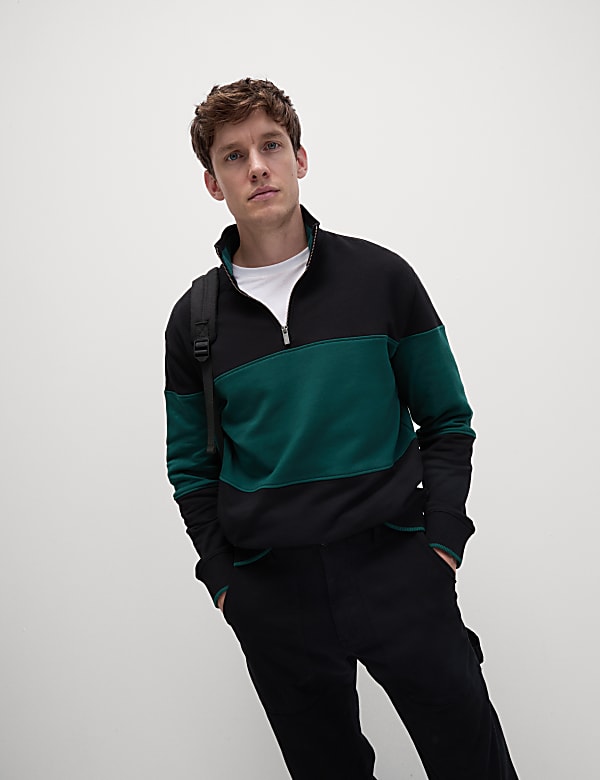 Pure Cotton Half Zip Sweatshirt
