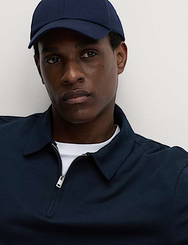 Μπλούζα πόλο με φερμουάρ στο μισό μήκος με υψηλή περιεκτικότητα σε βαμβάκι - GR