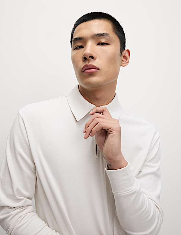 Polokošile s polovičním zipem, s vysokým podílem bavlny - CZ