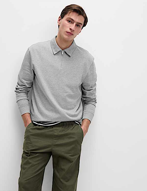 Cotton Rich Half Zip Polo Shirt - JO