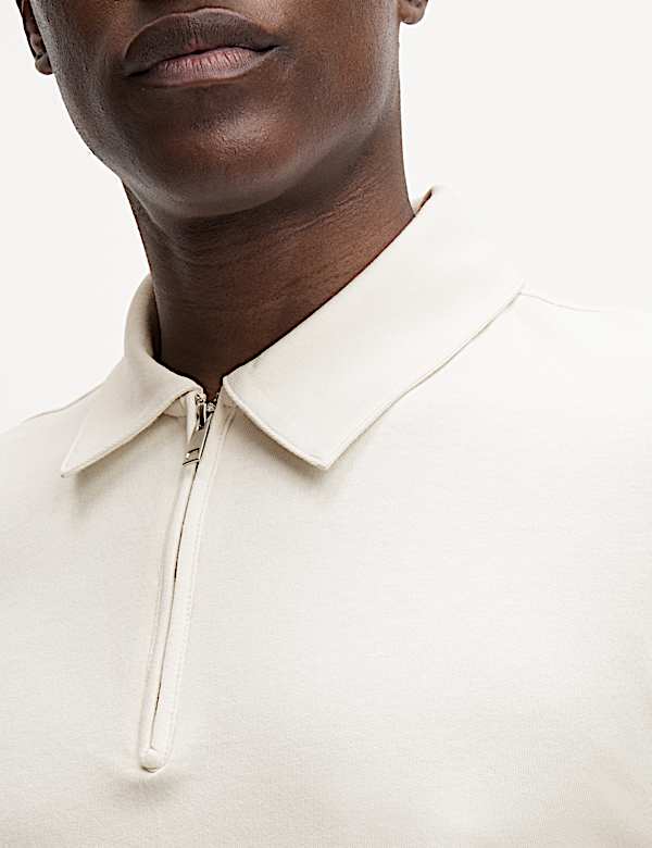 Oversized Fit Cotton Rich Textured Polo Shirt - BN