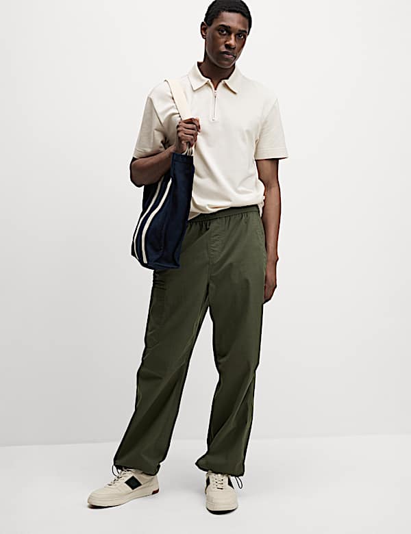 Oversized Fit Cotton Rich Textured Polo Shirt - BN