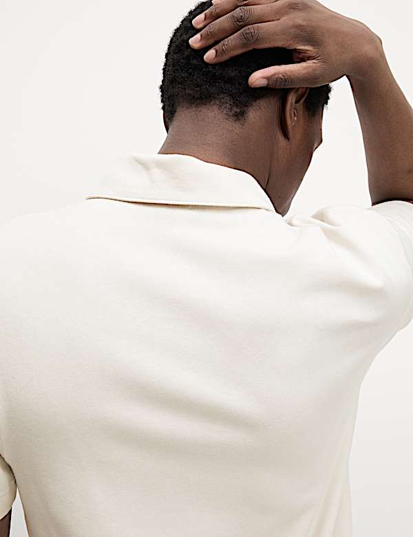 Oversized Fit Cotton Rich Textured Polo Shirt - BN