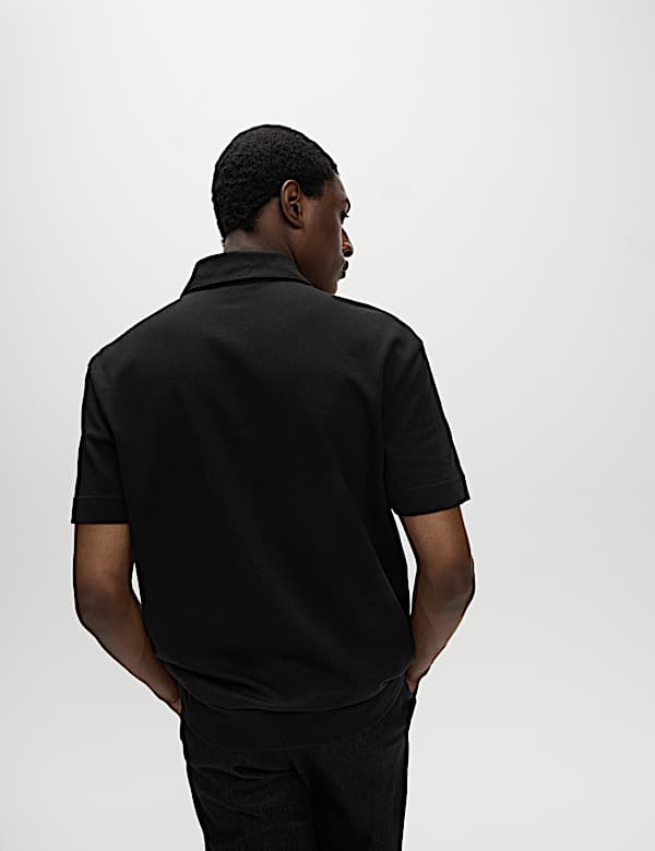 Oversized Fit Cotton Rich Textured Polo Shirt - VN