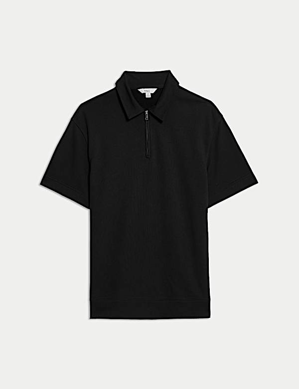 Oversized Fit Cotton Rich Textured Polo Shirt - VN