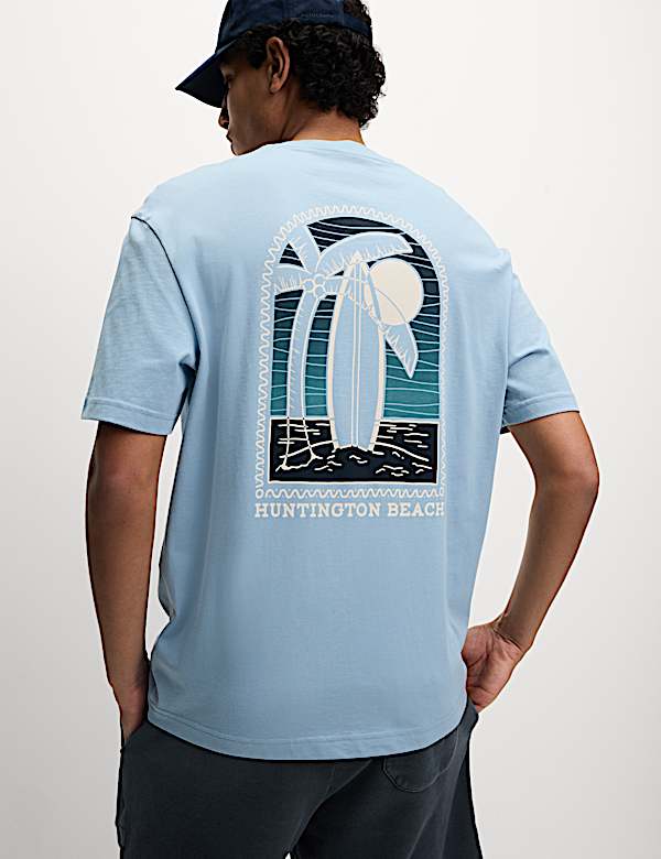 Zuiver katoenen T-shirt met surfplank - NL
