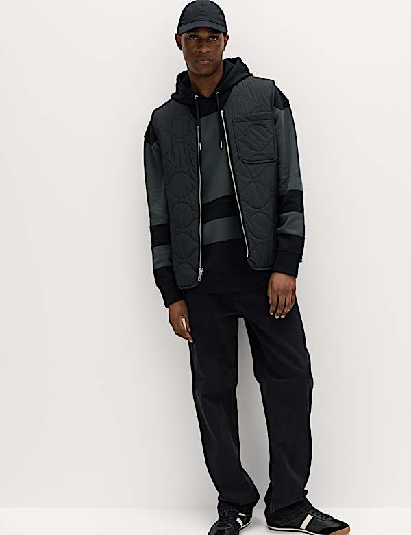 Pure Cotton Colour Block Hoodie - US