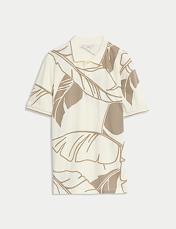 Kemeja Polo Katun Murni Motif Pohon Palem Ramai - ID