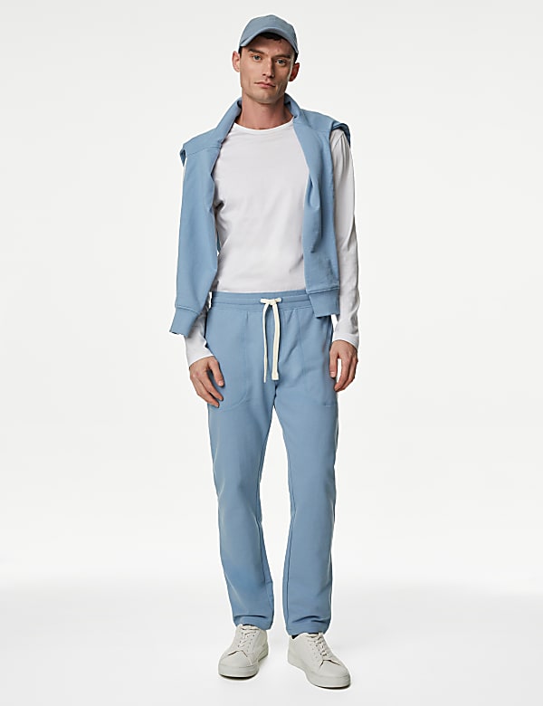 Drawstring Pure Cotton Straight Leg Joggers
