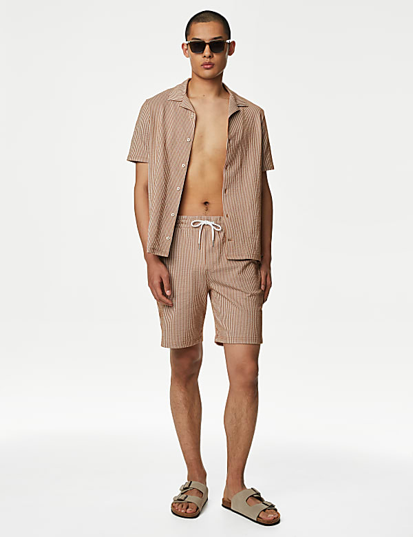 Striped Drawstring Jersey Shorts