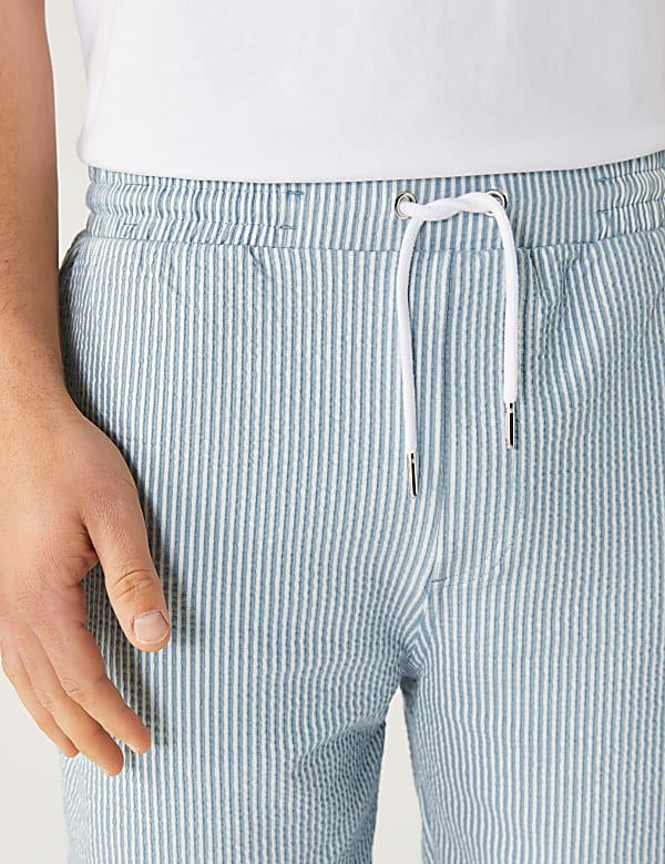 Striped Drawstring Jersey Shorts