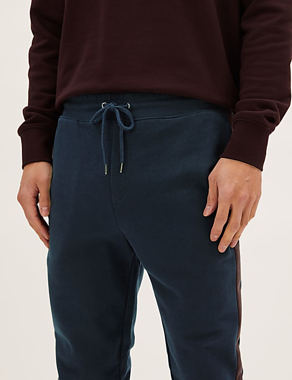 Side Stripe Cuffed Pure Cotton Joggers