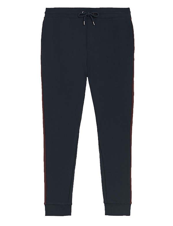 Side Stripe Cuffed Pure Cotton Joggers