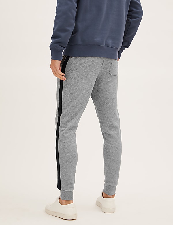 Side Stripe Cuffed Pure Cotton Joggers