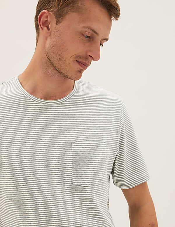 2 Pack Pure Cotton Striped T-Shirts