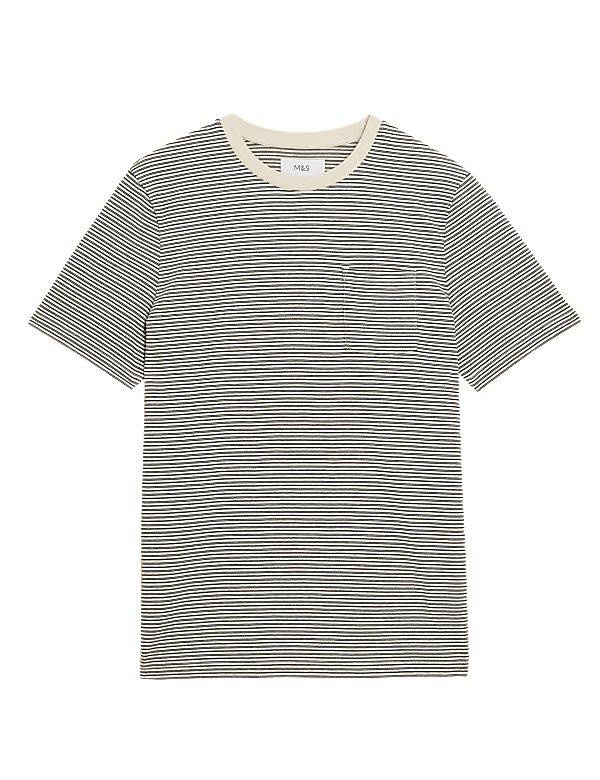 Pure Cotton Textured Striped T-Shirt