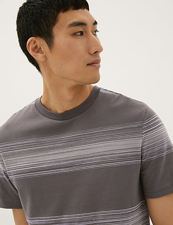 Cotton Rich Striped Crew Neck T-Shirt