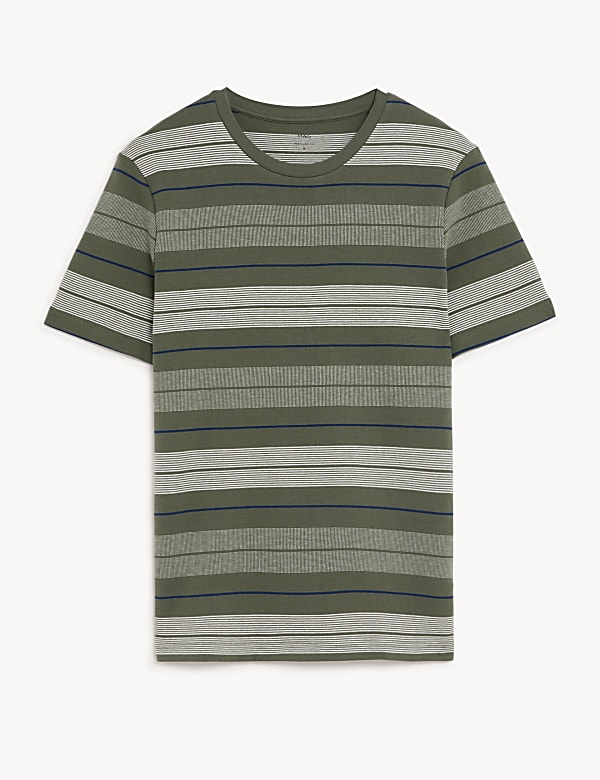 T-Shirt aus reiner Baumwolle mit Doppelstreifen - AT