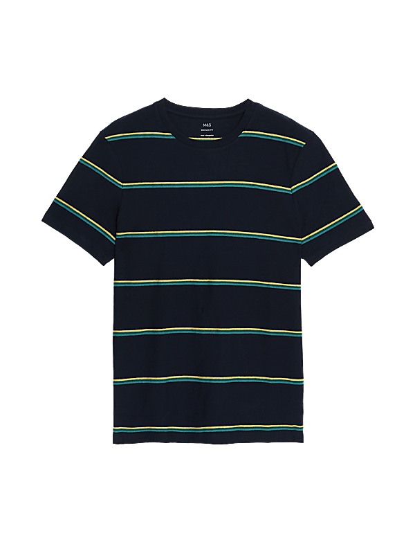Pure Cotton Textured Striped T-Shirt