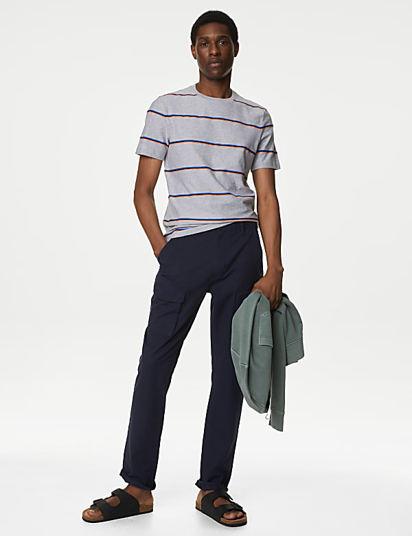 Pure Cotton Textured Striped T-Shirt