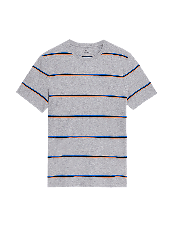Pure Cotton Textured Striped T-Shirt