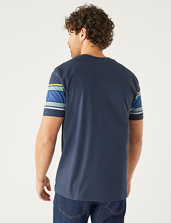 Pure Cotton Striped Crew Neck T-Shirt