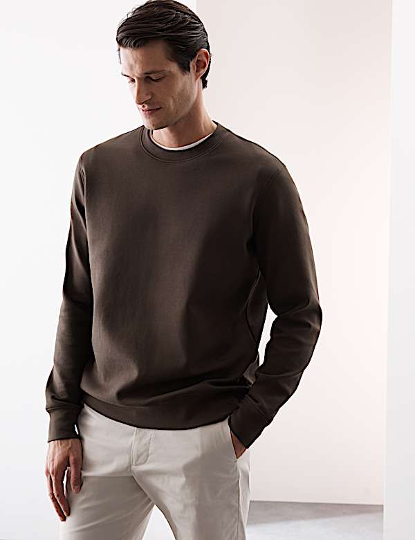 Cotton Rich Crew Neck Sweatshirt - US