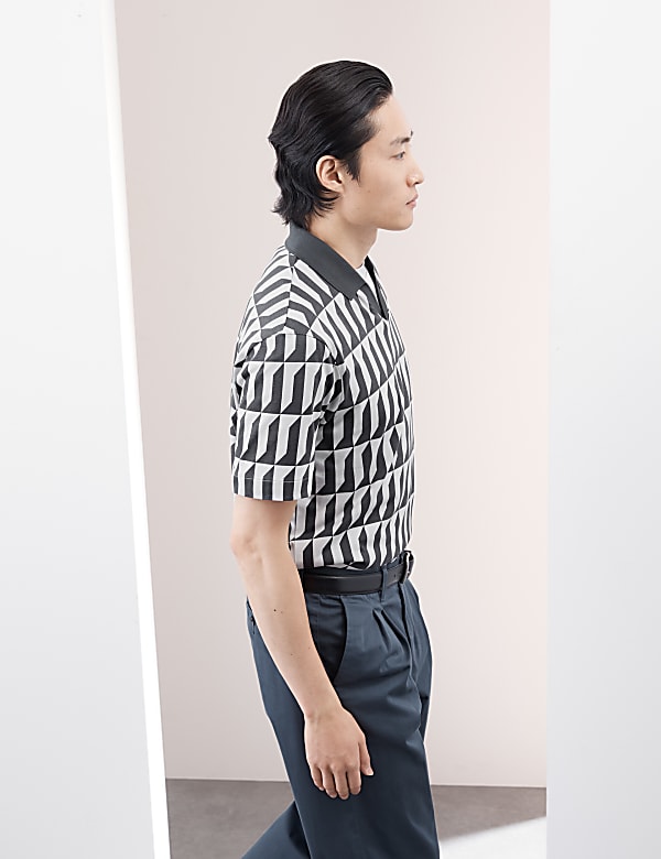Pure Supima® Cotton Geometric Print Polo Shirt