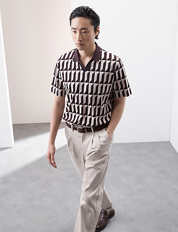 Pure Supima® Cotton Geometric Print Polo Shirt