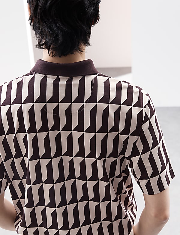 Pure Supima® Cotton Geometric Print Polo Shirt