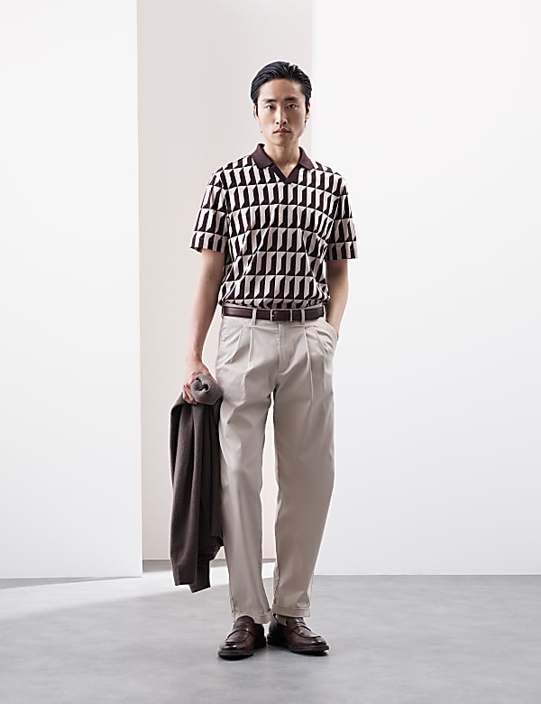 Pure Supima® Cotton Geometric Print Polo Shirt