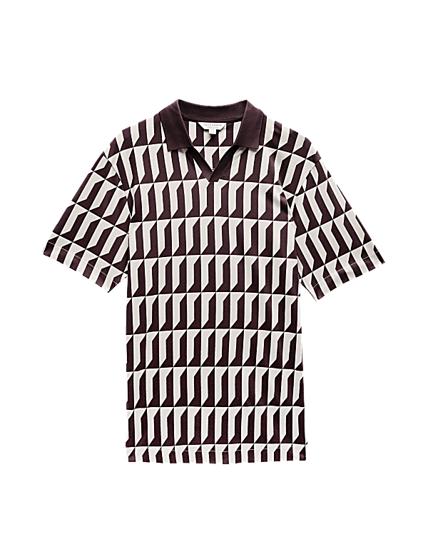Pure Supima® Cotton Geometric Print Polo Shirt