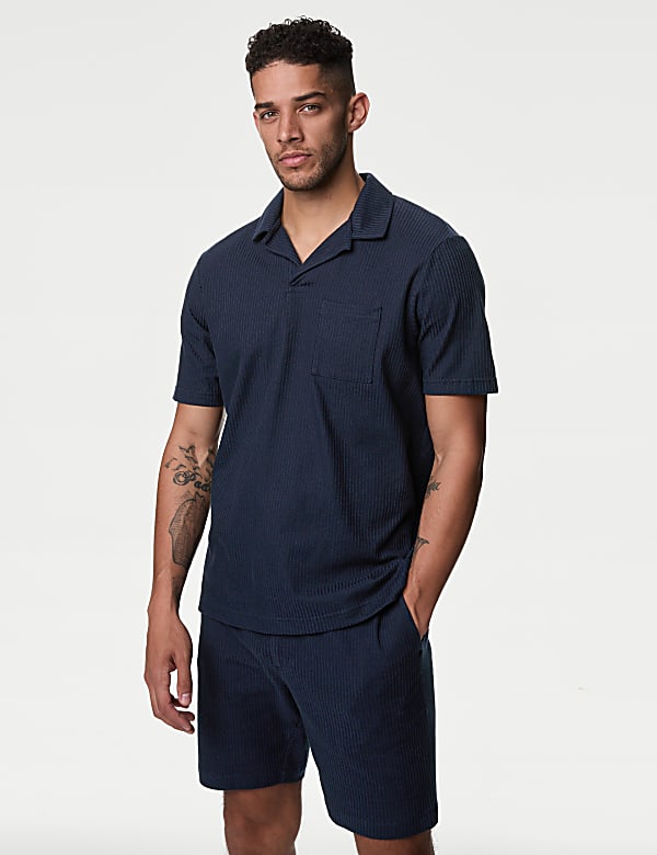 Pure Cotton Textured Polo Shirt