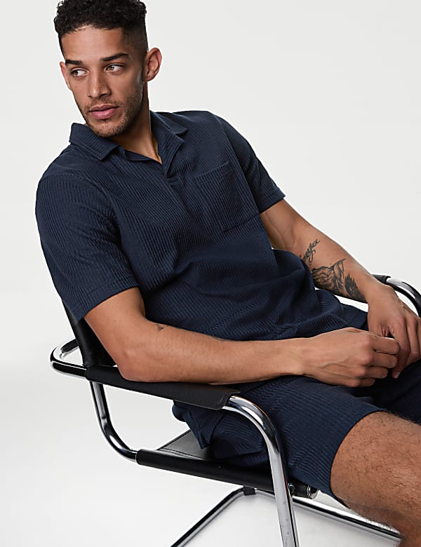 Pure Cotton Textured Polo Shirt