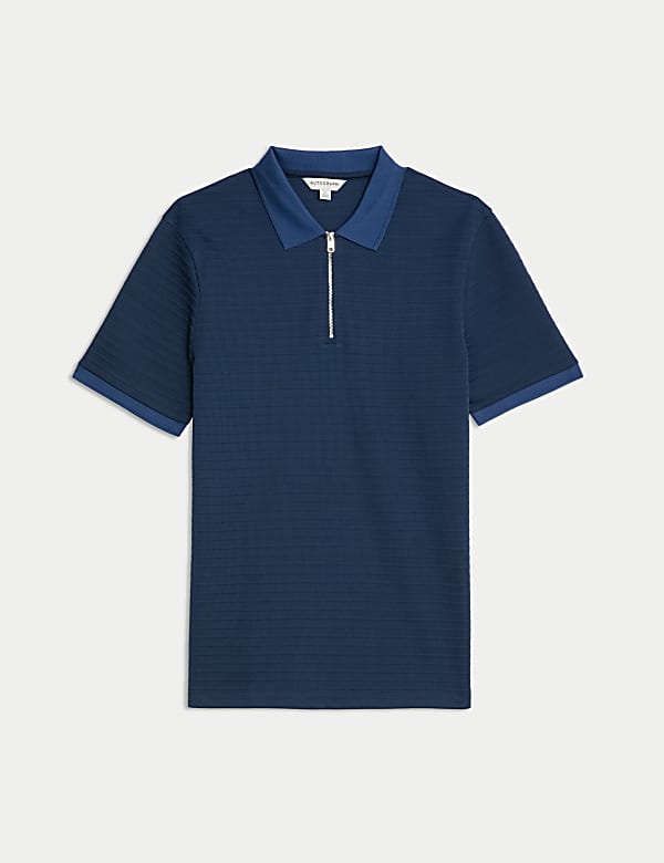 Cotton Blend Textured Polo Shirt - HK