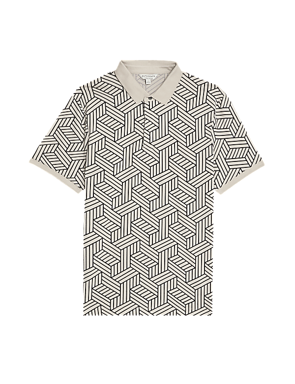 Pure Cotton Geometric Print Polo Shirt
