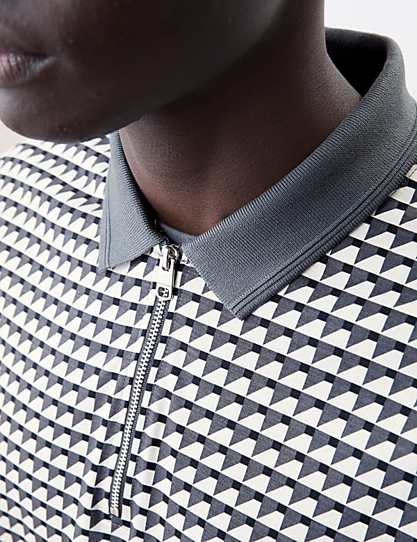 Pure Supima® Cotton Geometric Polo Shirt
